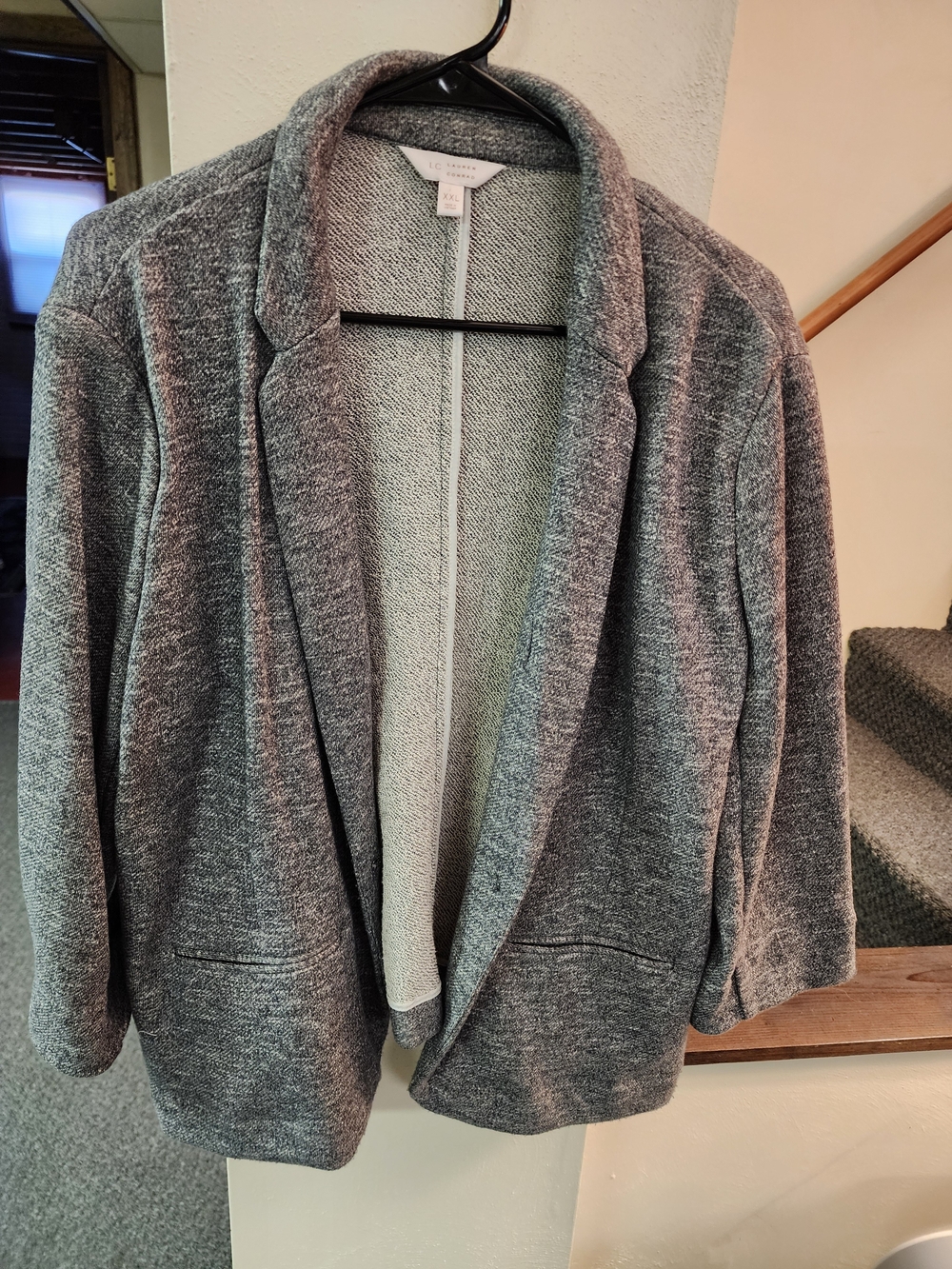 Lauren Conrad Gray Open-Front Knit Blazer Sweater Sz XXL